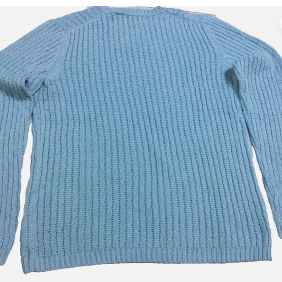 Liz Claiborne Women Size L Crew Neck Sweater Top Cotton Cable Knit Lt. Blue NWT - Picture 5 of 9